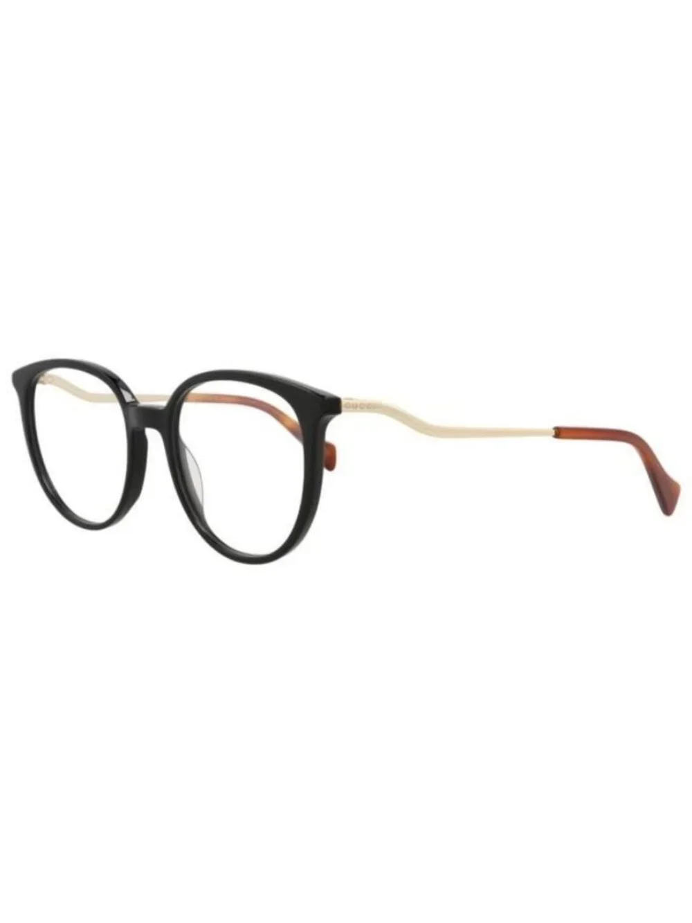 New Gucci Womens Round/Oval Black Gold Transparent Fashion Designer Eyeglasses